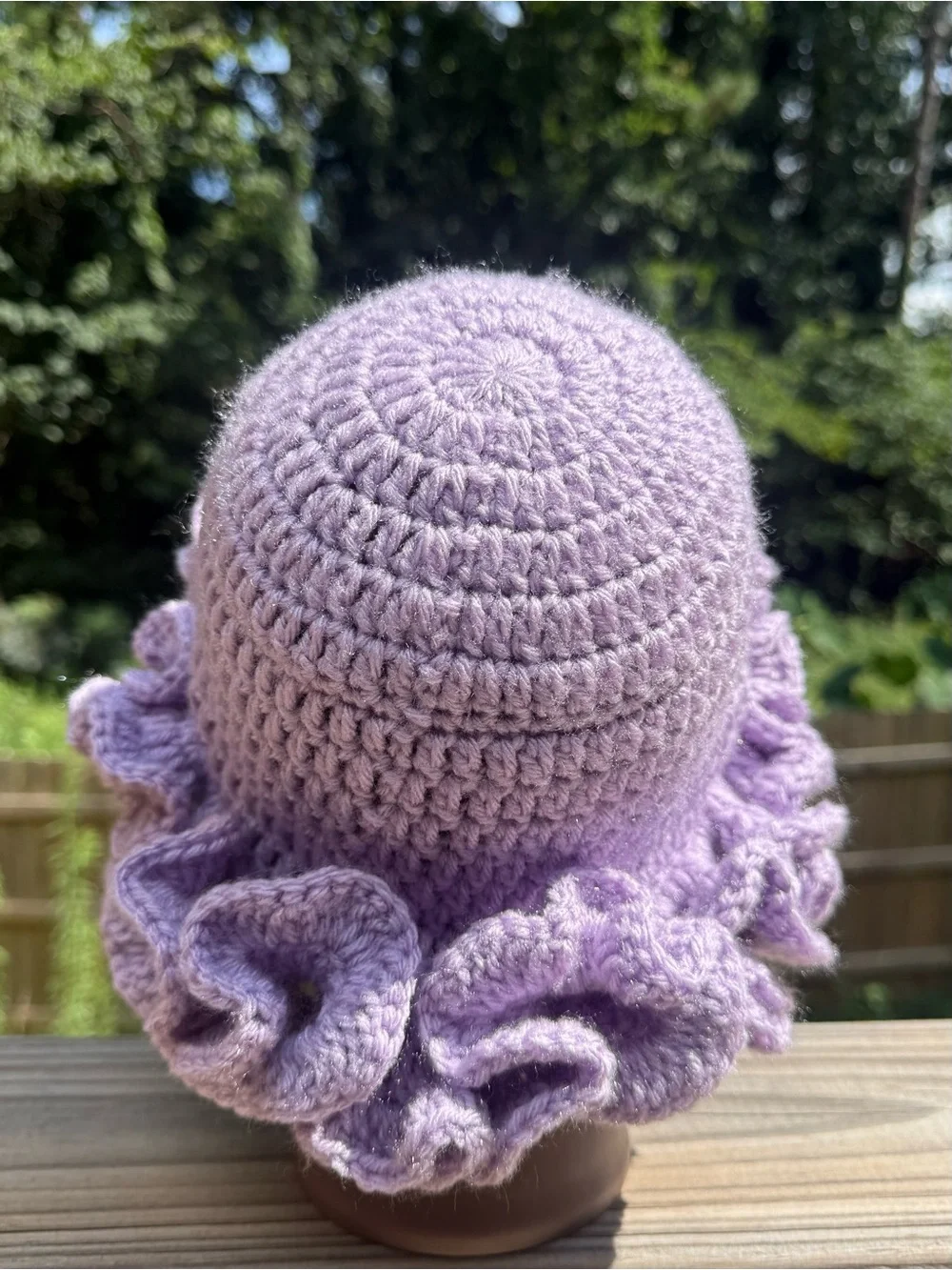 Lilac Purple Handmade Crochet Ruffle Hat